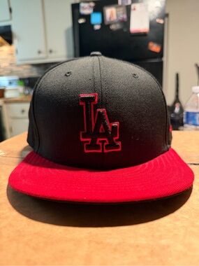 LA dodgers black and red Logo Baseball Cap